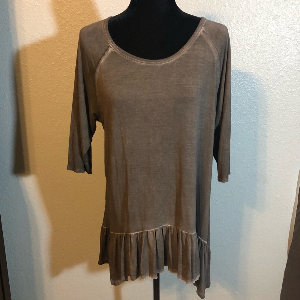 New Danielle Drop Waist Oil Dye Exposed Seam Top